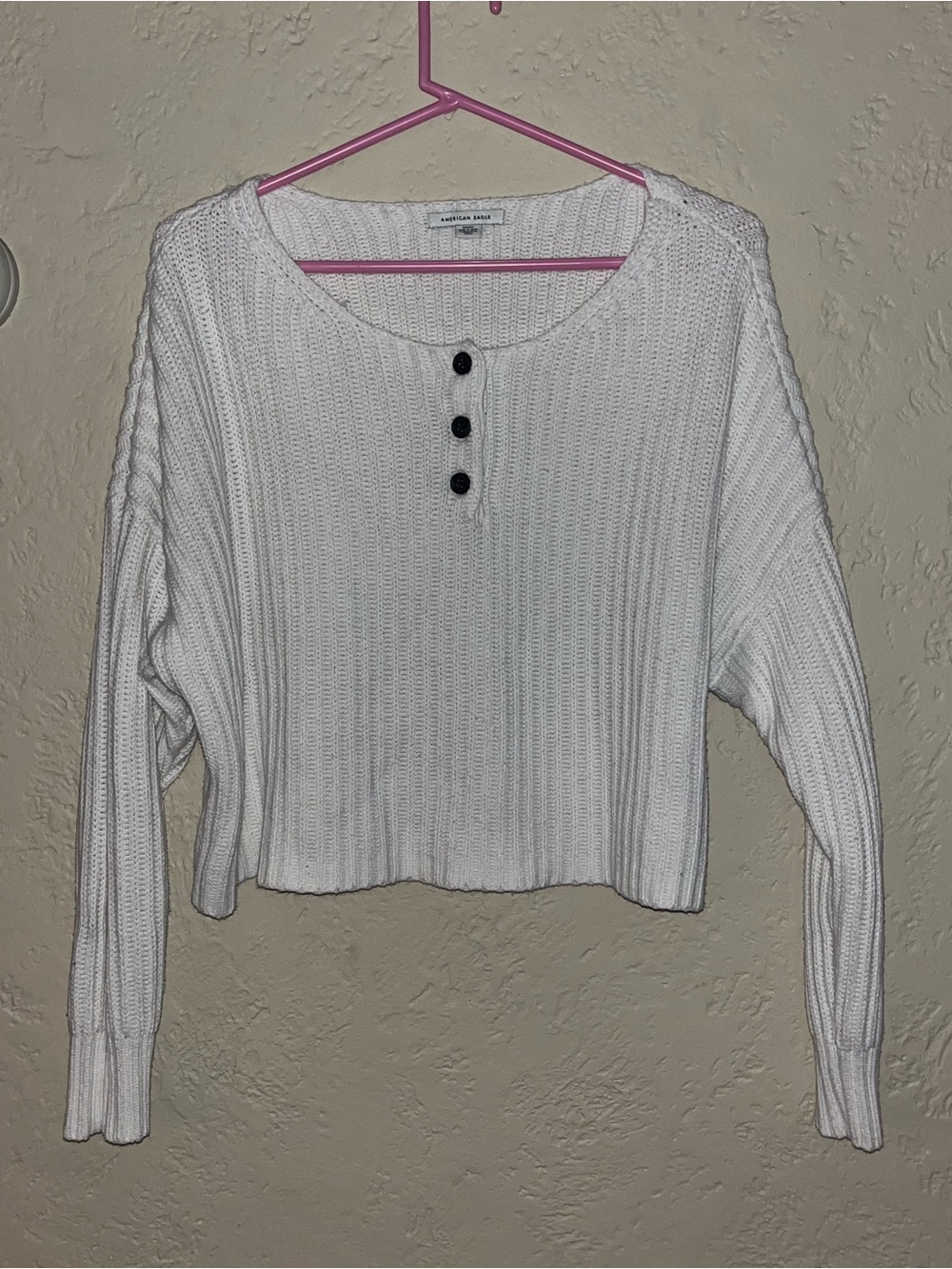 American Eagle Outfitters White Cropped Sweater